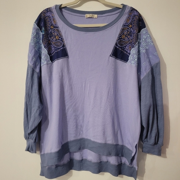 We The Free Embroidered Top Women’s Boho Cottage Core Cornflower Sz Medium - Picture 3 of 4